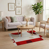 Geometric Modern Abstract Bold Red Geometric Abstract Area Rug