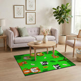 Playful Cartoon Jungle Animals Kids Rug