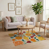 Vibrant Citrus Berry Fruit Pattern Rug