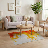 Vibrant Orange Wave Geometric Area Rug