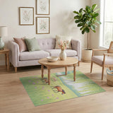 Cartoon Horses Grazing Under Willow Meadow Rug