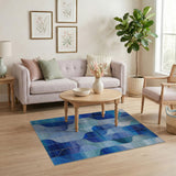 Blue Teardrop Geometric Area Rug