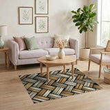 Tan Brown Woven Geometric Area Rug