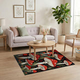 Multi-color and Patterns Whimsical Red Mushroom Forest Area Rug