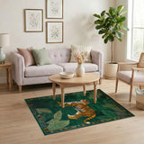 Jungle Tiger Green Area Rug