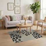 Cream Leopard Print Tufted Area Rug