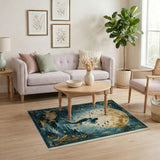 Teal Mermaid Moonlit Lagoon Area Rug