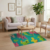 Playful Cartoon Crocodile Kids Area Rug