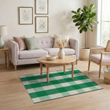 Rustic Farmhouse Classic Green Gingham Check Area Rug