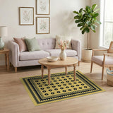 Yellow Geometric Octagon Grid Area Rug