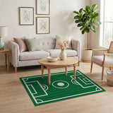 Green Geometric Modern Soccer Field Green Area Rug