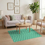 Modern Green Hexagon Honeycomb Area Rug