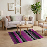 Bold Pink Black Stripe Geometric Rug