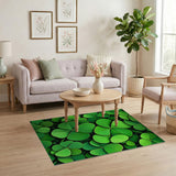 Floral Vintage Lucky Four-Leaf Clover Green Area Rug