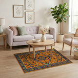Burnt Orange Southwestern Geometric Area Rug