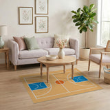 Orange Basketball Court Outline Area Rug