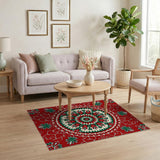 Red Traditional Persian Red Mandala Persian Area Rug