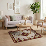 Maroon Gold Medallion Traditional Persian Area Rug