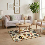 Rooster Plaid Rustic Farmhouse Area Rug