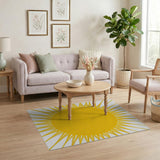 Geometric Modern Radiant Yellow Sunburst Area Rug