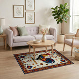 Vibrant Rooster Heritage Tribal Area Rug