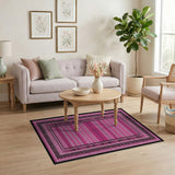 Pink Bold Pink Geometric Striped Area Rug