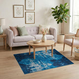 Abstract Navy Teal Area Rug