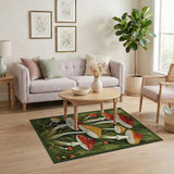 Whimsical Red Mushroom Cluster Area Rug