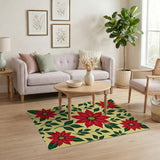 Vibrant Poinsettia Floral Area Rug