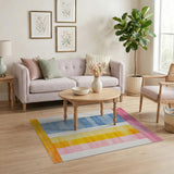 Vibrant Watercolor Stripe Multi-Color Area Rug