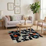 Vinyl Records Geometric Collage Area Rug