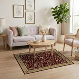 Elegant Burgundy Gold Ornate Persian Rug