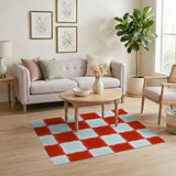 Vibrant Red Geometric Motif Area Rug
