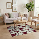 Festive Burgundy Reindeer Silhouette Area Rug