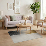 Layered Beige Gold Grey Stripe Area Rug
