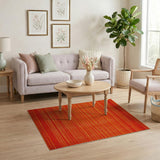 Bold Orange Horizontal Stripe Area Rug