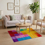 Multi-color and Patterns Block Vibrant Multi-Color Geometric Block Area Rug