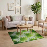 Green Vibrant Green Fern Leaf Area Rug
