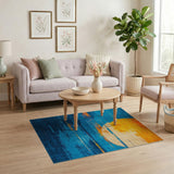 Teal Blue Abstract Sun Area Rug