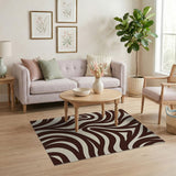 Wavy Brown Zebra Stripe Area Rug