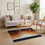 Wavy Layered Sunset Abstract Area Rug