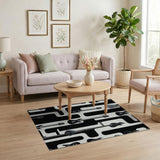 Electric Guitar Silhouettes Black White Area Rug