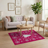 Red Festive Red Christmas Tree Snowflake Area Rug