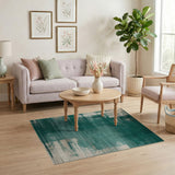 Green Emerald Green Distressed Abstract Area Rug