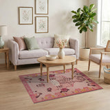 Whimsical Pink Cartoon Tiger Area Rug