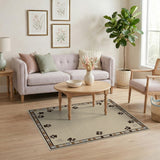 Beige Dog Paw Print Border Area Rug