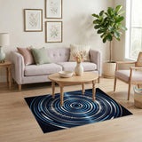 Blue Teal Waveform Geometric Area Rug