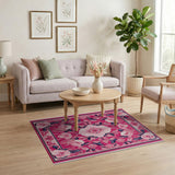 Vibrant Pink Peony Floral Area Rug