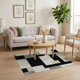 Geometric Modern Black and White Geometric Black White Abstract Area Rug