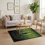 Green Winding Track Racing Area Rug